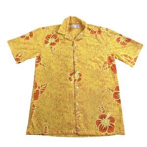 VTG Seawind Hawaiian Shirt Men's Small Yellow Short Sleeve Button Up Floral Y2K